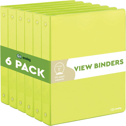 Enday 1 Inch Binder (6 Pack - Grey) 3 Ring Binder 1 inch with Clear View Cover and 2 Inside Pocket - for Letter Size 8.5 x 11'' Paper, Ideal for School Supplies, Office, and Home