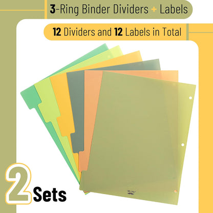 Mr. Pen- Binder Dividers, 6 Tab Dividers, Pack of 2 Sets (12 Dividers Total), Dividers