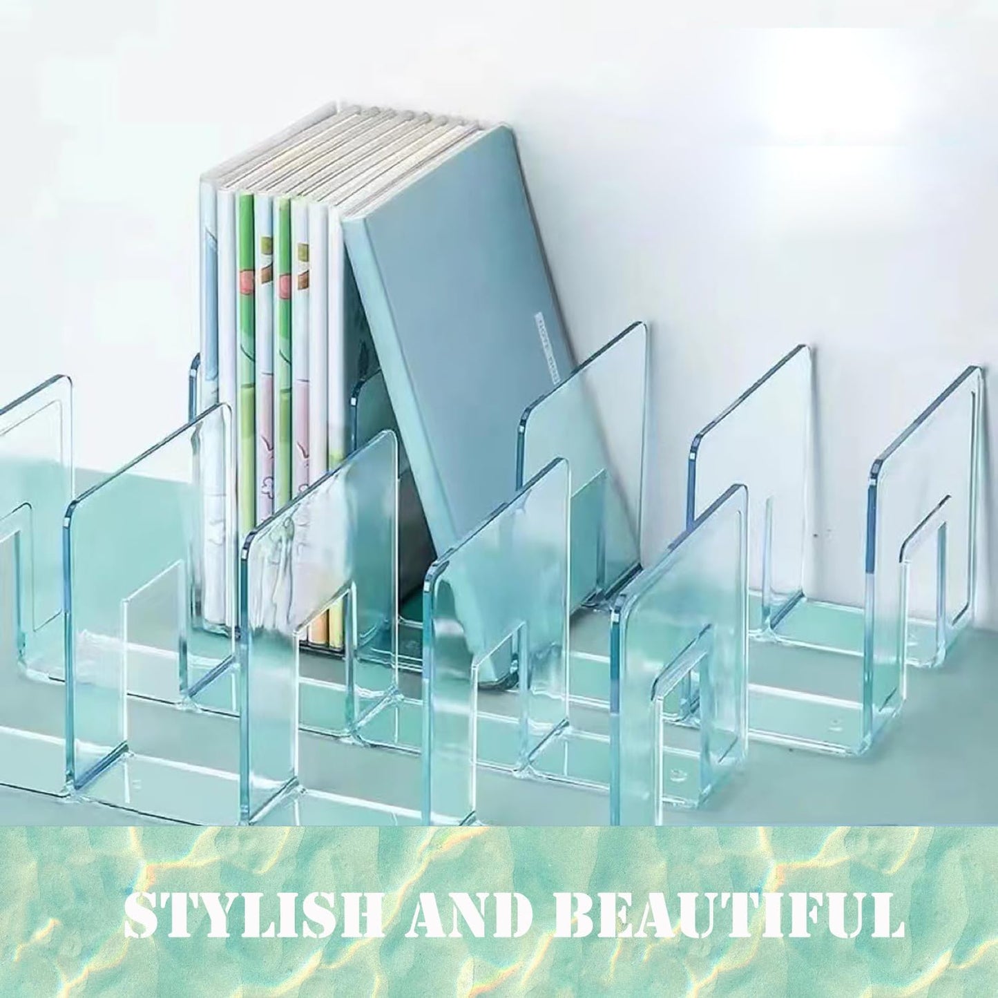 4 Pack Clear Acrylic File Organizer, Purse Organizer, File Sorter Desktop File Folder Organizer for Book, Envelopes, Mail, Document, Notebook, Office Supplies, Handbag