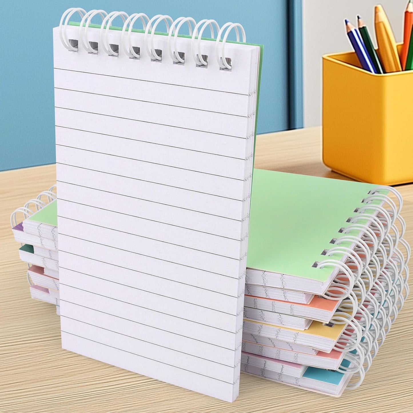 Hxezoc 10 Pack Small Pocket Notebooks, 3 x 5 Inches Mini Kraft Spiral Pocket Notebook with Lined Pages Memo Pads for Kids Home Office School Classroom Decoration Supplies
