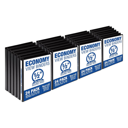 Samsill 3 Inch 3 Ring Binders, Economy Round Ring, Clear View Cover, 550 Sheet Capacity - for School, Home, Office - Black, 4 Pack