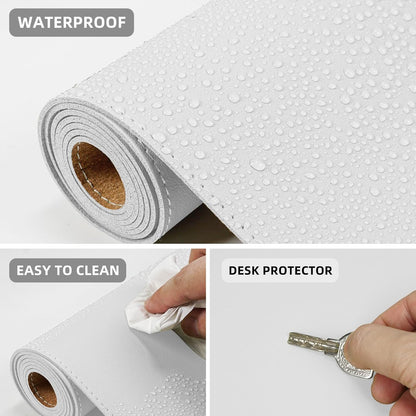 Large Desk Mat 47.2" x 17" Leather Desk Pad Protector with Natural Cork & PU Leather, Non-Slip Office Desk Mat, Large Mouse Pad, Waterproof Desk Blotter pad for Office&Home(Black)