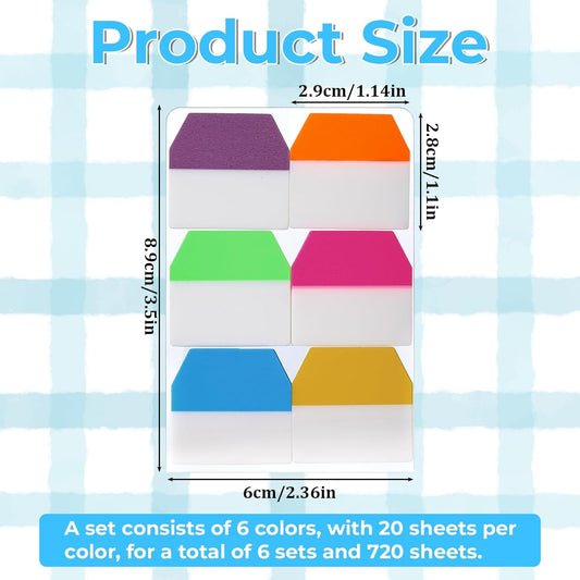 720 PCS Sticky Index Tabs Flags Set, Colored Sticky Tabs Writable Stickys Index Tab Page Markers Flags, Small Stickys Notes Flag for Book Tags Stickers Indexs Markers Office School