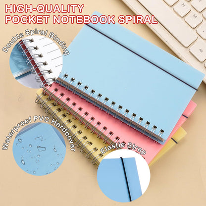 4 Pack Small Spiral Notebooks 3.5 x 5.5 in College Ruled, Mini Spiral Notebook, Waterproof 80 Sheets/160 Pages, Pocket Notebook with 120 Pcs Sticky Index Tabs for Home Office College School