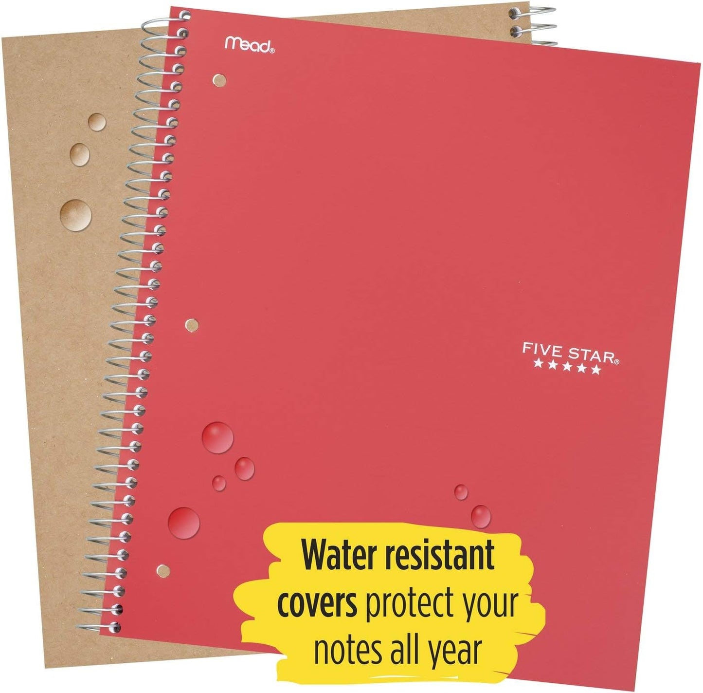 Five Star Spiral Notebook + Study App, 2 Pack, 1 Subject, College Ruled Paper, 100 Sheets, 8-1/2" x 11", Pacific Blue, Fire Red (38452)