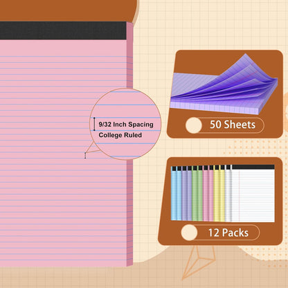 Legal Pads 8.5 X11, Narrow Ruled Notepads, 2 Pack, 50 Sheet/Pad, White Legal Pads, Tear Off Notepad, Perforated Writing Pad, Notebook Paper College Ruled, Notepads for Office Home School, Notepad