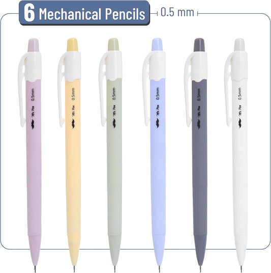 Mr. Pen- Pastel Mechanical Pencil Set, 6 Pack, 0.5mm, Cute Macaron Colors, Smooth Writing for Journaling, Note Taking, School, Office, Drawing, Student Supplies, Great for Kids and Adults