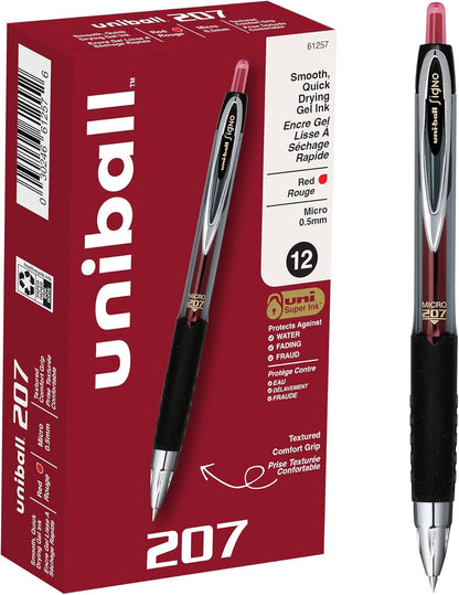 uniball 207 Plus+ Retractable Gel Pens, Medium Point (0.7mm), Black, 4 Pack