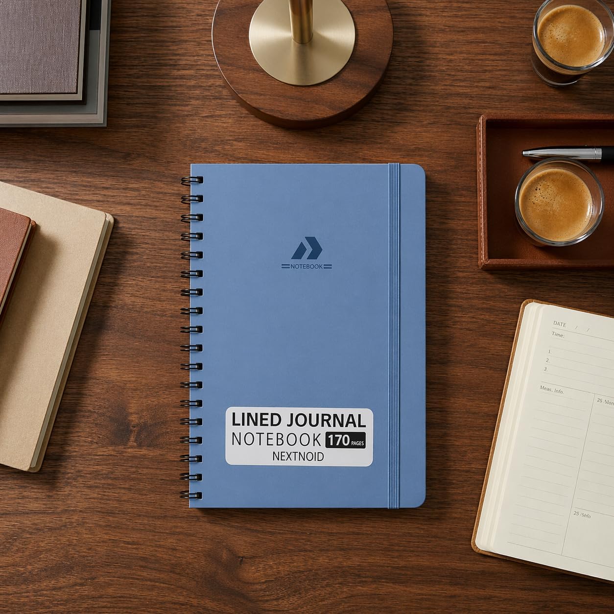 Nextnoid Lined Spiral Notebook Journal For Women & Men - A5(5.8" x 8.3") 170 Pages, Hardcover Notebooks for Work & Note Taking, College Ruled Journals for Writing - Grey