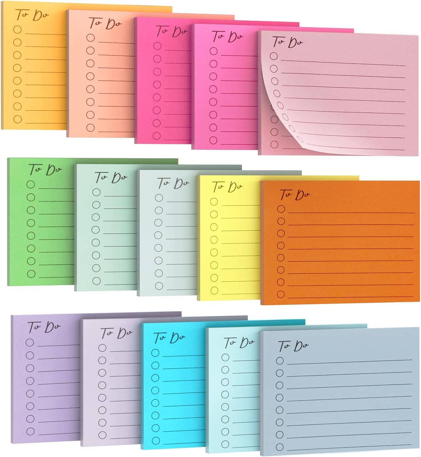 10 Pack to Do List Notepad Lined Sticky Notes, 3"x4", 500 Sheets, Sticky Notes with Lines, to Do List Planner, Square Sticky Notes for Office, Meeting, School, Home