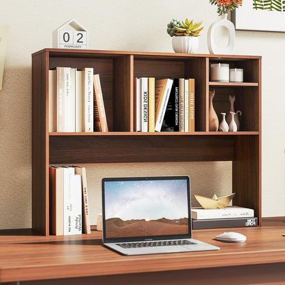 Tangkula Desktop Bookshelf, Countertop Storage Hutch with 5 Shelves for Computer Desk, Desk 3-Tier Display Rack, Multipurpose Wood Desktop Hutch Storage Organizer for Dorm Office Home