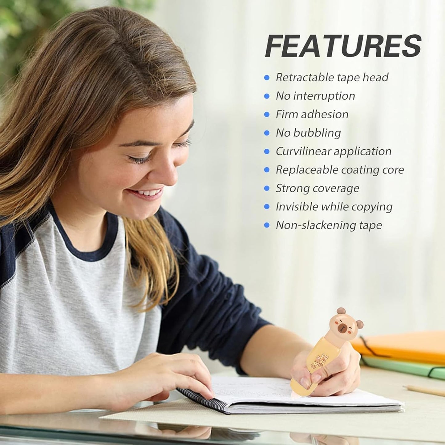 Correction Tape, Mini Retractable Correction Tape Pen, with Aesthetic Cute Cat Paw Applicator,for Back To School Office Supplies.