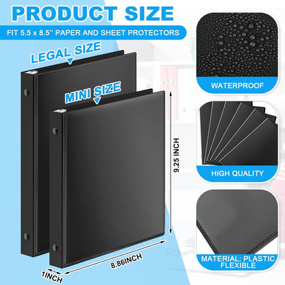 Henoyso 6 Pcs 2 Inch Mini 3 Ring Binders with Clear Front View Cover, Round Ring Blue A5 Binders Bulk Pack for School Office, Holds up to 490 Sheets, 5.5 x 8.5 Paper Half Letter Pages Organizer