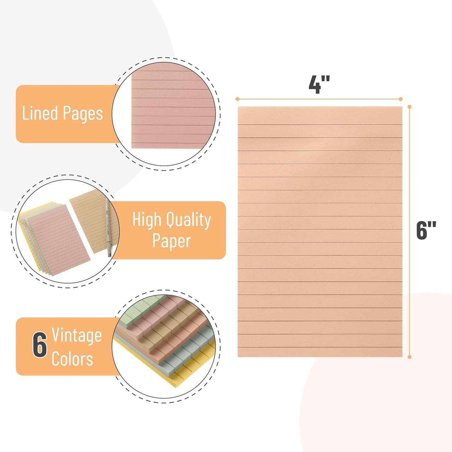 Mr. Pen- Lined Sticky Notes, 3" x 3", 12 Pads, 60 Sheets/Pad, Morandi Color, Bulk Sticky Notes with Lines, Ruled Post Stickies, Memo Pads, Self-Stick Note Pad for Office, School, Home, Study