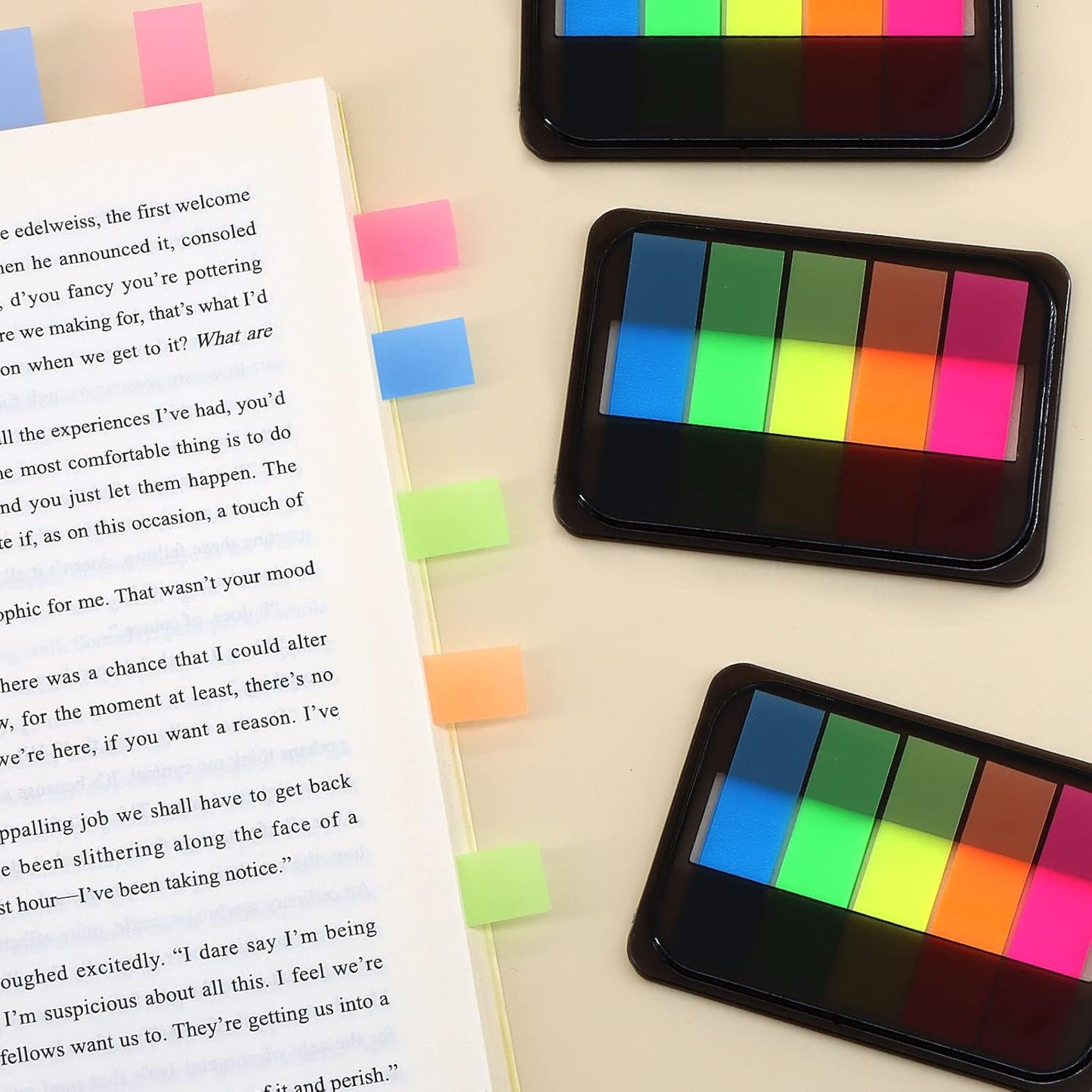 600 Pieces Sticky Index Tabs Page Flags, ALOTCHE Transparent Sticky Notes with Box Book Sticky Tabs for Annotating Books Page Marks Bookmarks Classify File