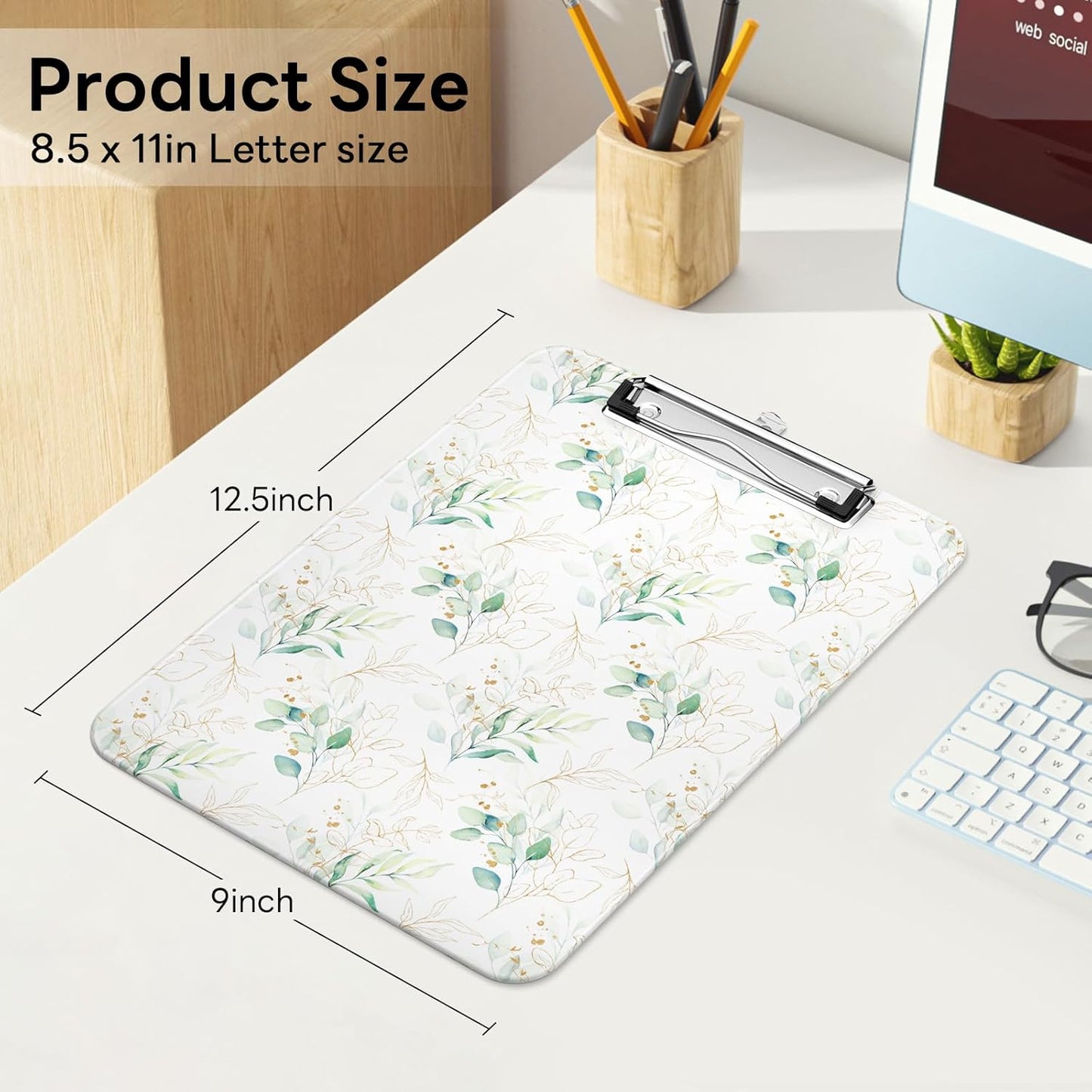 Plastic Cute Clipboard Low-Profile Metal Clip, A4 Letter Size 9 x 12.5 in, 8.5 x 11 Paper Clip Board for Teachers, Nurses, Classroom,Cute Black Cats