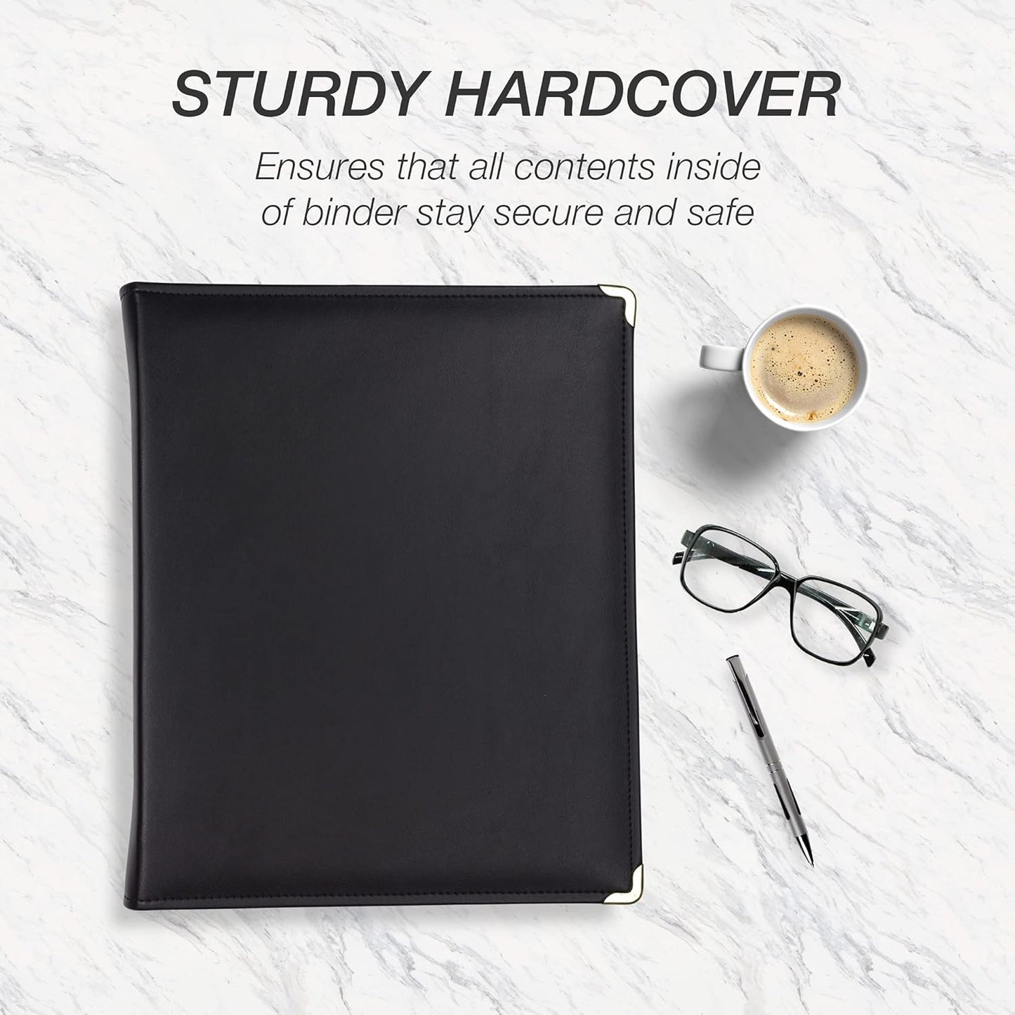 Samsill Classic Collection Leather 3 Ring Binder, Executive Presentation Portfolio, 0.5 Inch (Holds 100 Sheets), Brass Round Ring, Burgundy