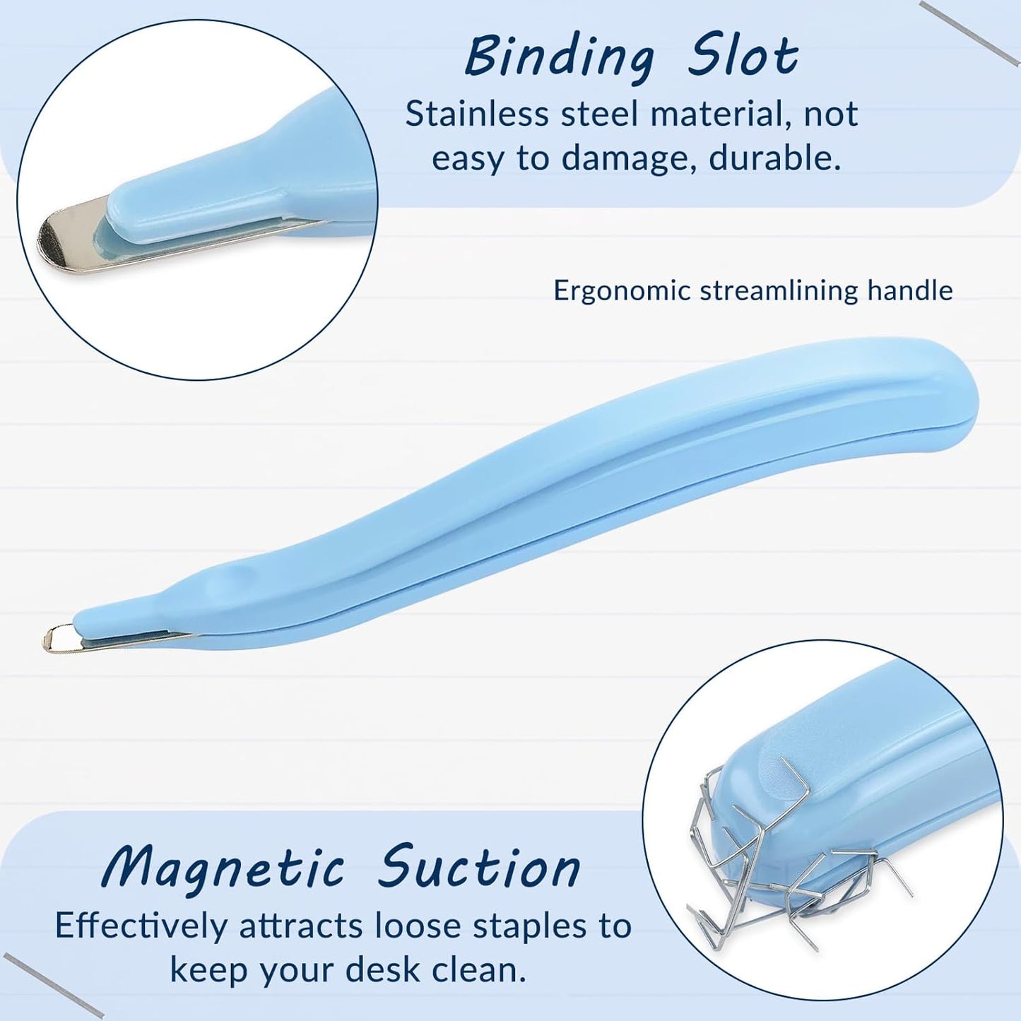 Professional Staple Remover Tool, Magnetic Tip Design Facilitates Collection of Staples, Staple Remover Stick for Home, School, and Office, Purple