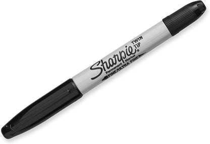 Sharpie Twin Tip Permanent Markers, Fine and Ultra Fine, Black, 4 Count