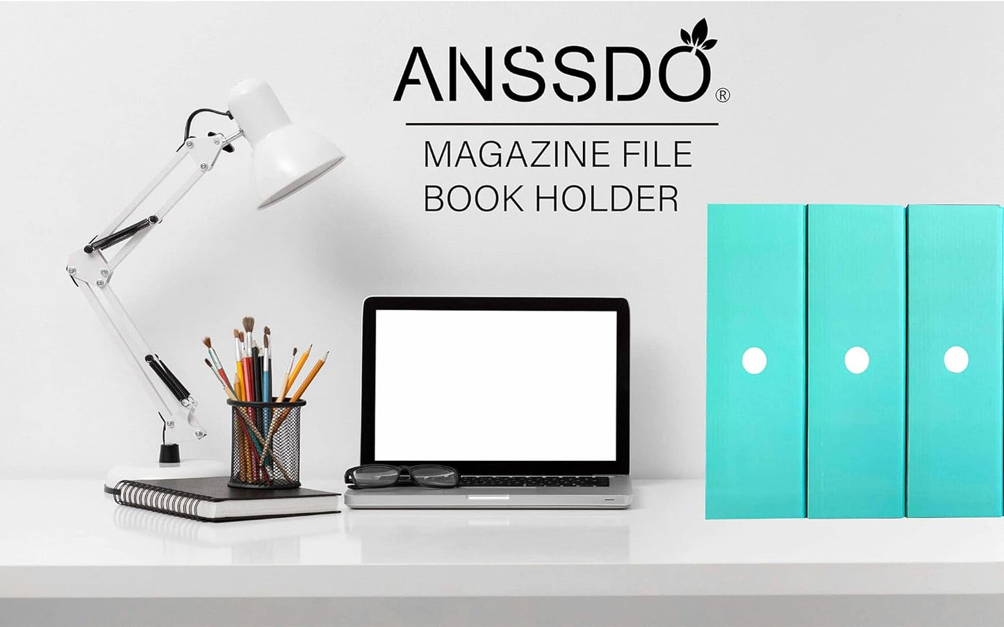 ANSSDO 12 Pack Teal Cardboard Magazine Holders, Premium Magazine File Holder for Desk, Foldable Large Volume Magazine File Organizer as Book Bins or Folder Holder for Office or School…