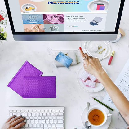 Metronic Bubble Mailers 6x10 Inch 100 Pack Black Usable Size 6x9" Opaque Padded Envelopes Waterproof Bubble Envelopes Cushioning Mailer for Small Business Mailing Makeup Jewelry Gifts