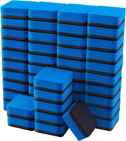 Favourde 48 Pack Magnetic Whiteboard Dry Erase Erasers Chalkboard Cleansers for Classroom, Home and Office (Blue)