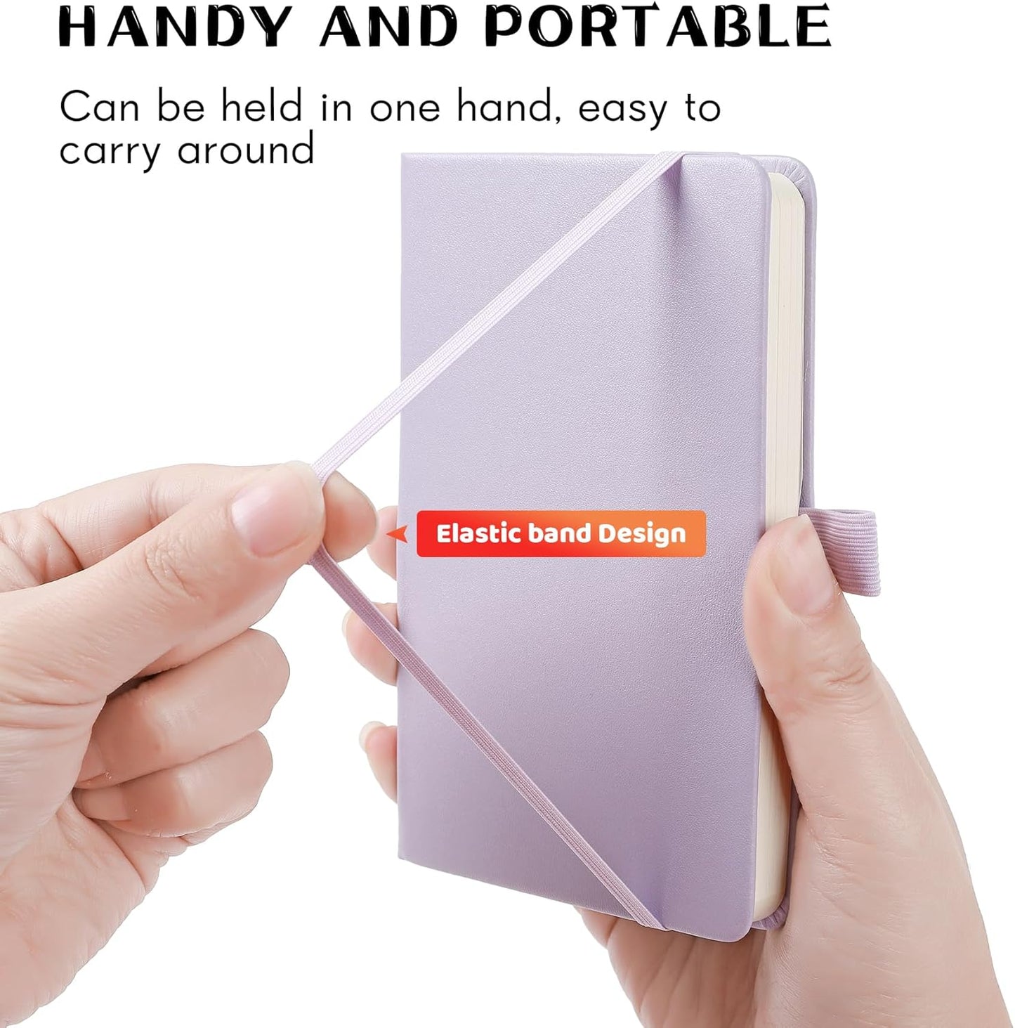 2Pack Pocket Notebook Small Notebook Journal Notebook 4 inches x 5.7 inches 200 Pages Leather Cover With Pen Holder Page Marker Ribbons(Black)