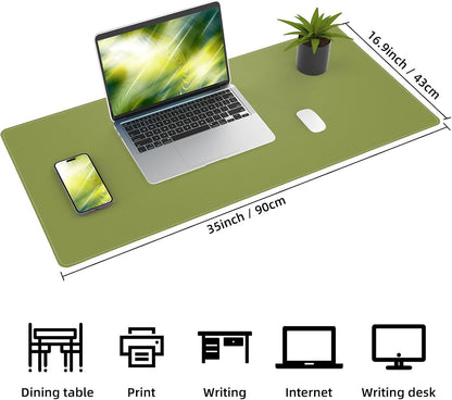 Large Desk Mat 47.2" x 17" Leather Desk Pad Protector with Natural Cork & PU Leather, Non-Slip Office Desk Mat, Large Mouse Pad, Waterproof Desk Blotter pad for Office&Home(Black)