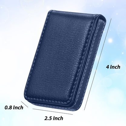 Outus 2 Pieces Business Card Holder, PU Leather Business Card Case Pocket Wallet with Magnetic Shut for Valentines Gift Men Women(Black and Coffee,Classic)