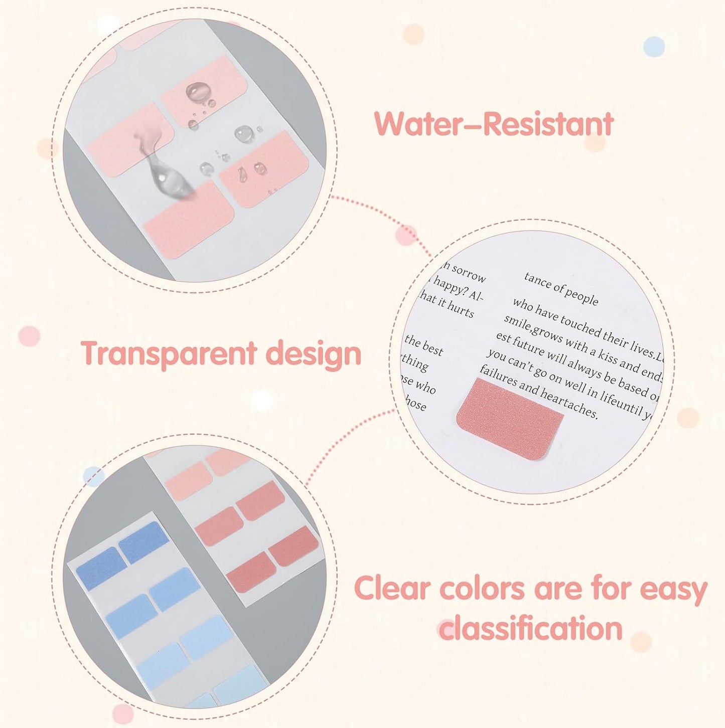 960 Pcs Index Tabs, Repositionable Sticky Notes Tabs, Transparent Writable Page Markers Book Tab for Books, File Classification, and Notebooks, 4 Colors