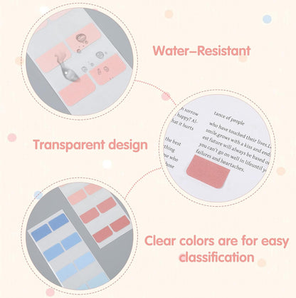 960 Pcs Index Tabs, Repositionable Sticky Notes Tabs, Transparent Writable Page Markers Book Tab for Books, File Classification, and Notebooks, 4 Colors