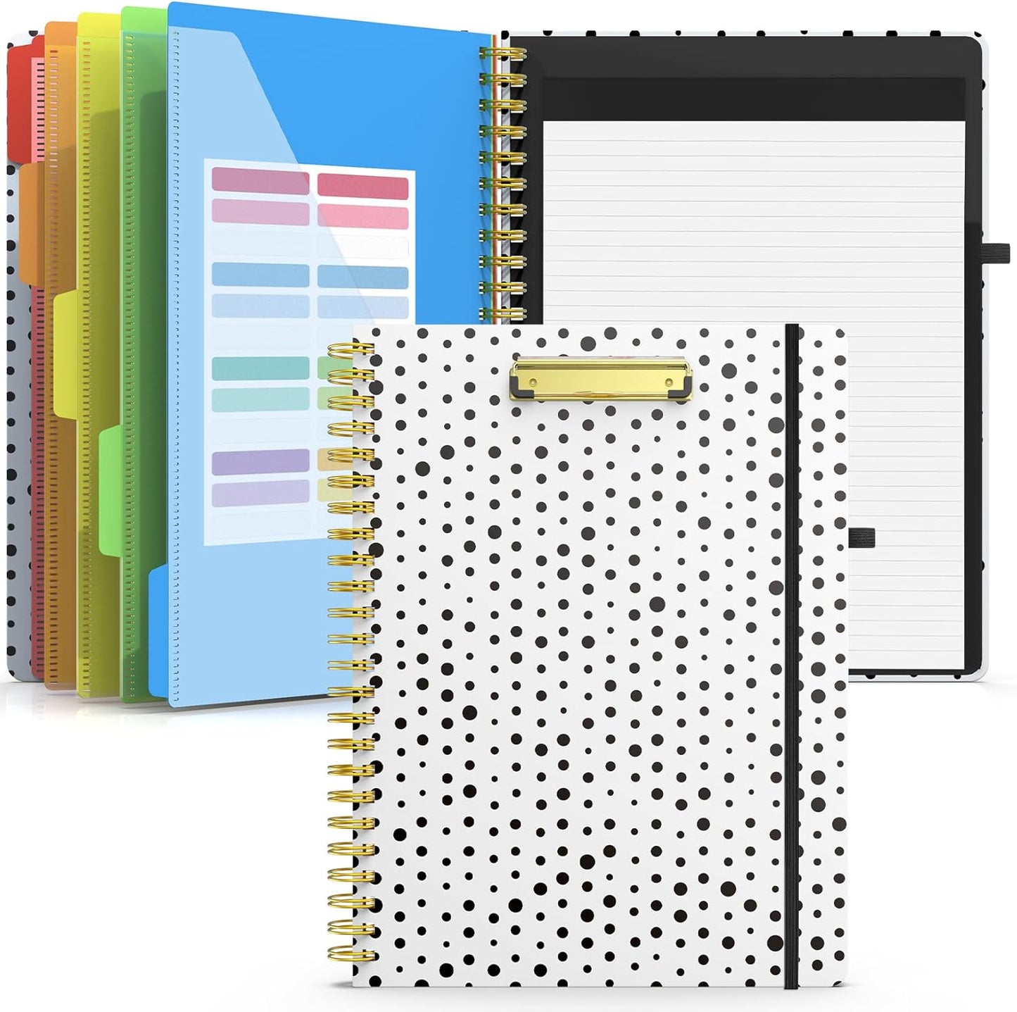 Sooez Clipboard with Refillable Notepad, Clipboard Folder with 10 Storage Pockets for Letter Size, Spiral Clipboard Notebook, Cute Portfolio for School Office Nursing