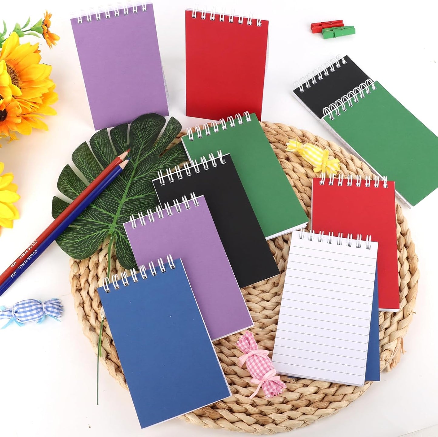 Hxezoc 10 Pack Small Pocket Notebooks, 3 x 5 Inches Mini Kraft Spiral Pocket Notebook with Lined Pages Memo Pads for Kids Home Office School Classroom Decoration Supplies