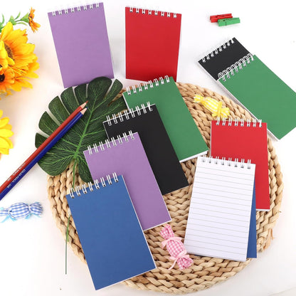 Hxezoc 10 Pack Small Pocket Notebooks, 3 x 5 Inches Mini Kraft Spiral Pocket Notebook with Lined Pages Memo Pads for Kids Home Office School Classroom Decoration Supplies
