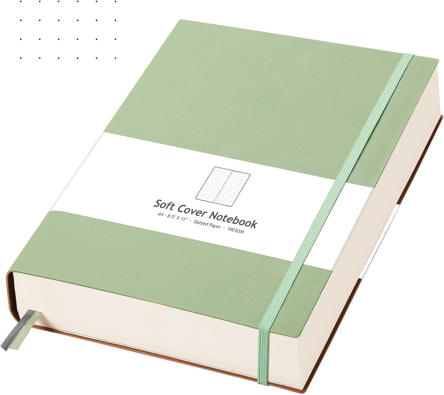 AHGXG Graph Paper Notebook - Grid Paper Notebook Large A4 8.5''×11'', 320 Pages Thick Journal, 100gsm Thick Graph Paper, Leather Softcover, Inner Pocket - Black