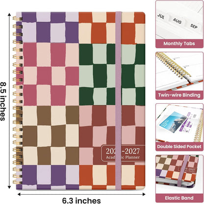 Planner 2026-2027, Academic Year Monthly and Weekly Calendar Planner, Jul 2026 - Jun 2027, Hardcover Teacher Student Planning Agenda book with Tabs, Perfect for School Office Supplies, 6.3" x 8.5" - Wildflowers