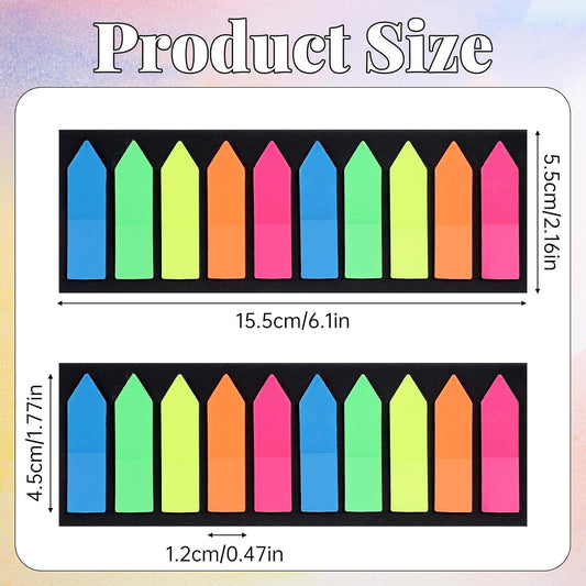 1200 Pcs Arrow Sticky Notes Translucent Sticky Index Tabs 10 Primary Color Stickys Tabs for Books Page Markers Stickys Tab Book Annotation for Books Page Bookmarks