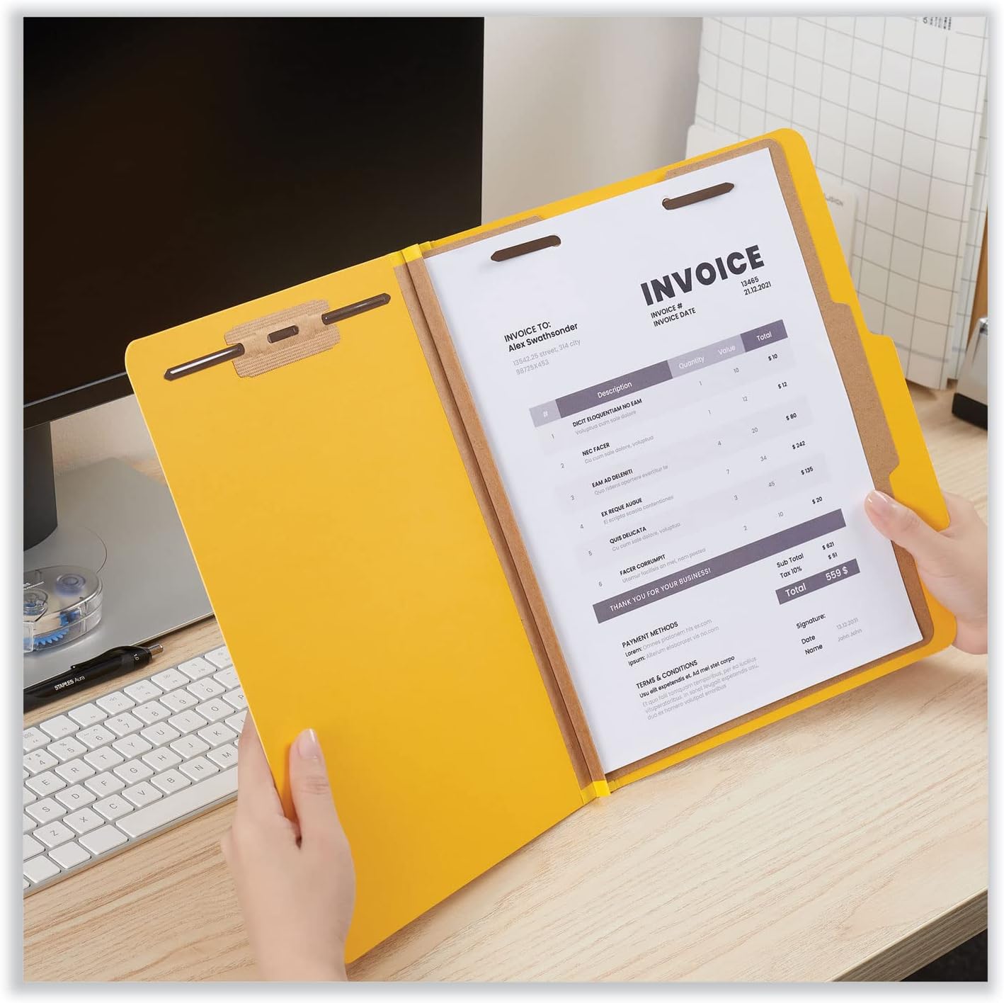 Universal Pressboard Classification Folders, Letter, Four-Section, Yellow, 10/Box (10204)
