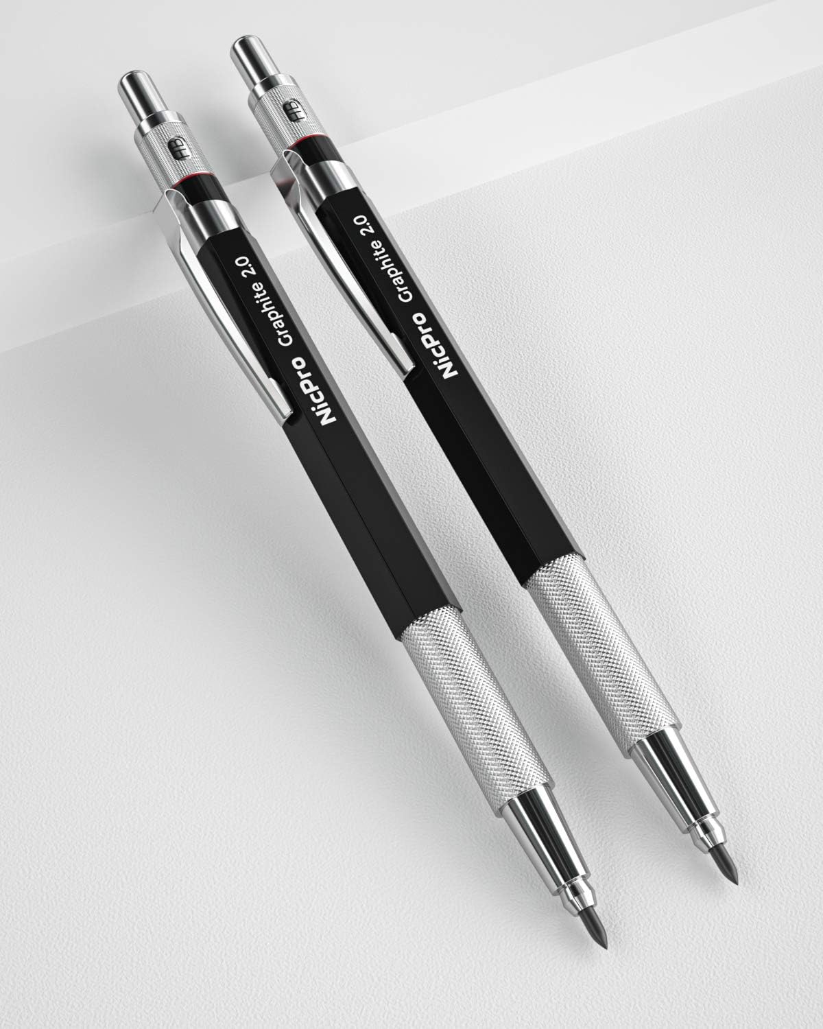 Nicpro 2mm Metal Mechanical Pencil Set with Case, 3PCS Lead Pencil Holder 2.0 mm with 144PCS Lead Refills (4H 2H HB 2B 4B 6B Color), Eraser, Sharpener for Drafting Writing Drawing Sketching