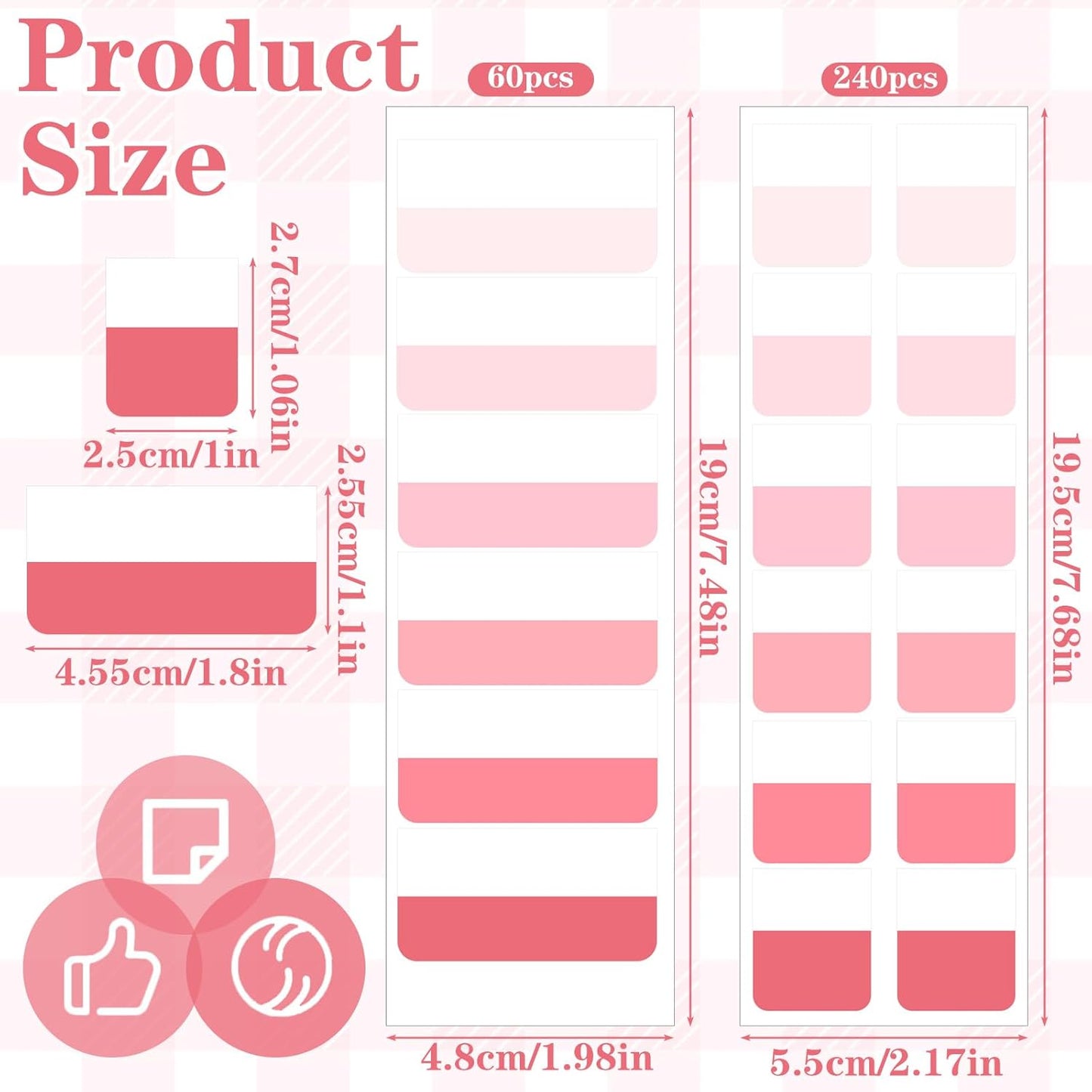 300 Pcs Pink Sticky Index Note Book Tabs, Writable Self-Adhesive Page Tabs, Practical Book Flags for Page Marking, File Classification, Daily Reading Sorting Needs, Essential Study Accessories