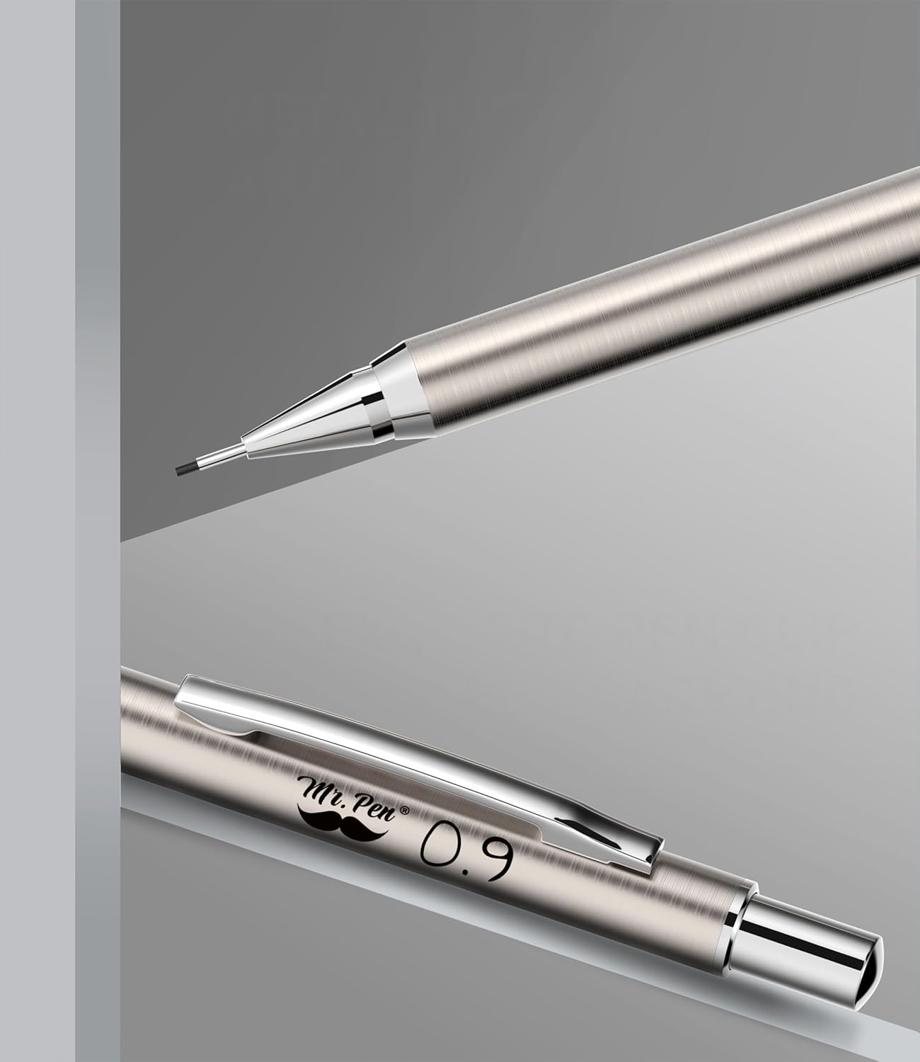 Mr. Pen- Metal Mechanical Pencil Set with Lead Refills & Erasers, 2mm, HB & Colored Lead Refills, 4x Eraser Refills for School Supplies, Note Taking, Drawing, Sketching, Office
