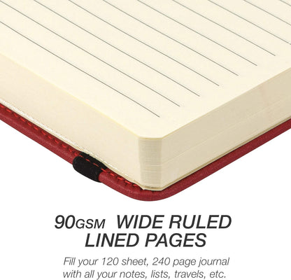 Samsill Large Hardcover Notebook, 240 Lined Notebook Pages, Black, 7.5 x 10 Inch
