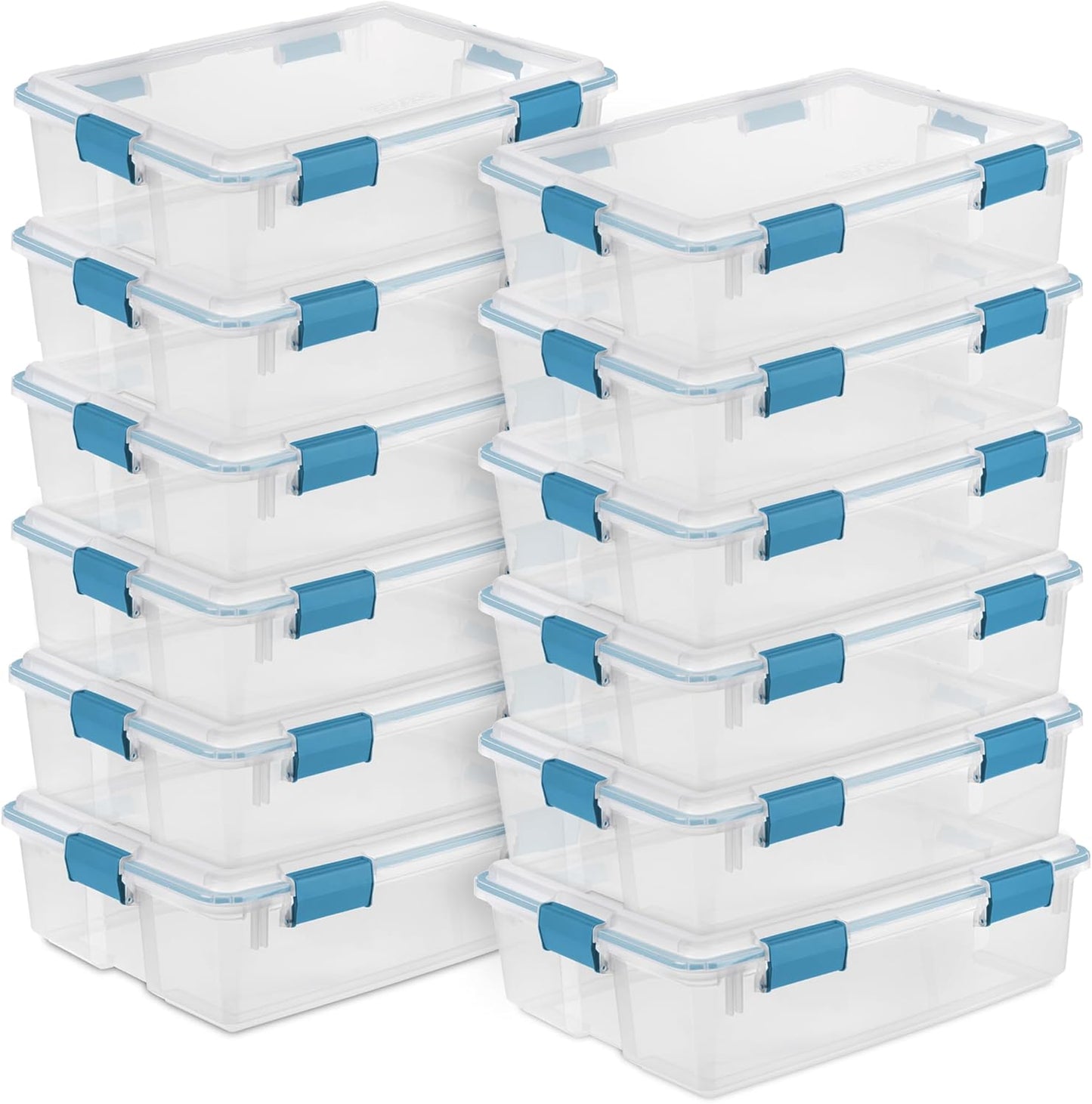 Sterilite 4-Pack Gasket Box, Weather-Resistant Storage Bins with Latching Lids, 32 Quart - Heavy-Duty Organizing Containers for Closet, Bathroom, and Office