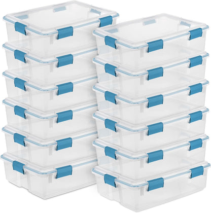 Sterilite 4-Pack Gasket Box, Weather-Resistant Storage Bins with Latching Lids, 32 Quart - Heavy-Duty Organizing Containers for Closet, Bathroom, and Office