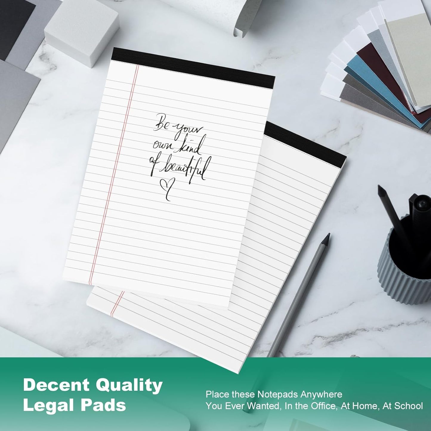 Legal Pads 8.5 x 14 Note Pads, 6 Pack Writing Pads Wide Ruled Notepads, Micro Perforated Notepad, Double-Side Printed Lined Paper Pads 30 Sheets per Notepad, White Legal Pads for Home, Office, School