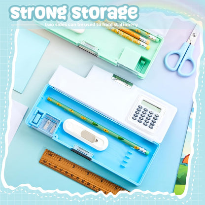 Henoyso Multifunctional Pencil Box for Girls Butterfly Pencil Case with Calculator and Sharpener Cool Cute Pencilcase School Supplies Essentials Christmas Birthday Gift Present for Kids Teens