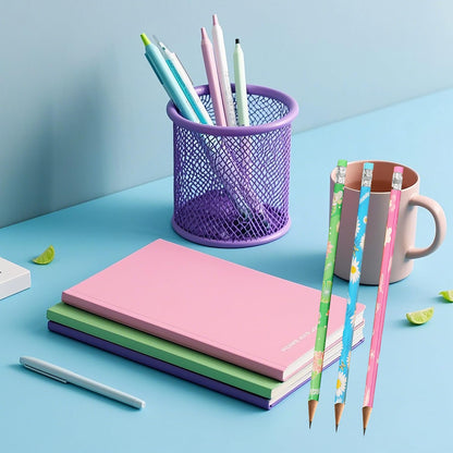 48 pcs Flowers Pencils with Eraser Wood Pencils Bulk for Writing and Drawing (Flowers, 48)
