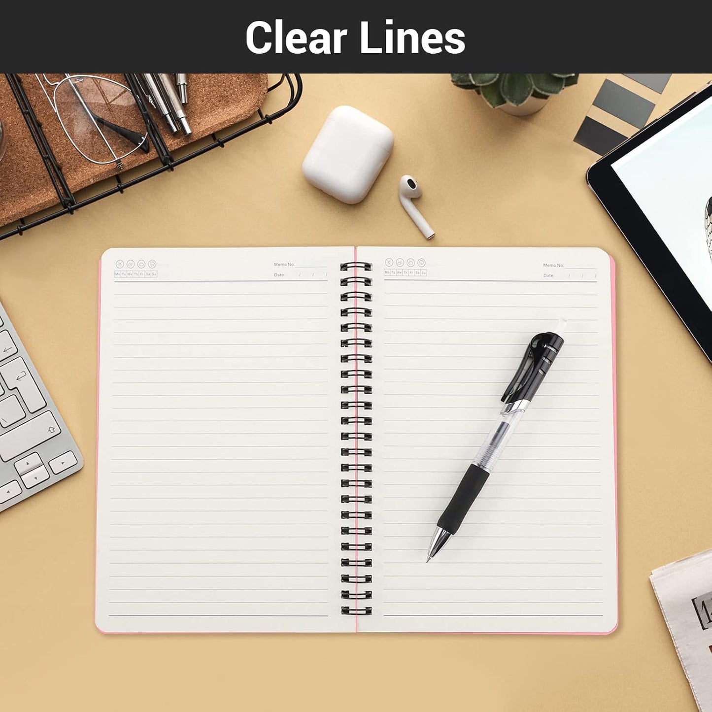 EUSOAR Spiral Notebook, A5 12packs 5.5"X8.3" 120 Pages Lined Travel Writing Notebooks Journal, Memo Notepad Sketchbook, Students College Office Business Subject Diary Ruled Book Journal-Black Cover