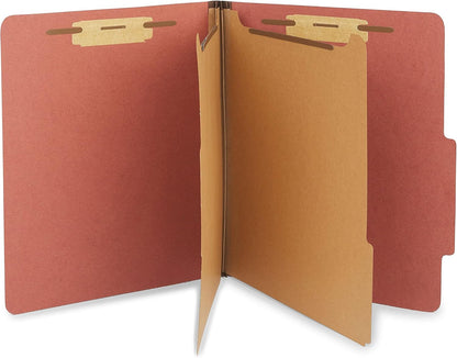 Staples 60% Recycled Pressboard Classification Folders, Letter Size, 2‑Dividers, 2.5" Expansion, Brick Red – 40/Carton