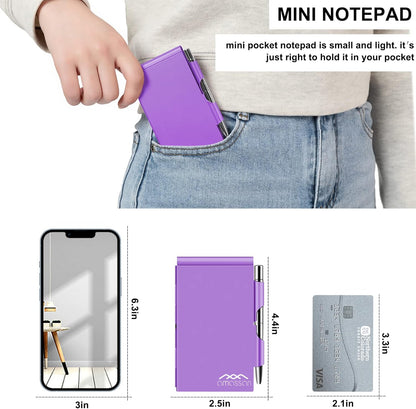 amassan Metal Small Notebook, Mini Notepad, Small Pocket Notepad Aluminum Note Case with Mini Metal Pen and 60-Page Sheets - Memo Books Note Pads(Gold)